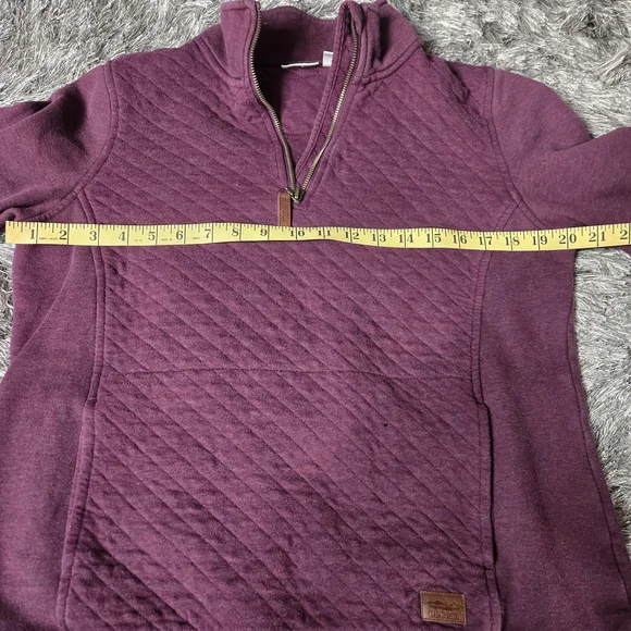 L.L. Bean Quilted Quarter-Zip Pullover Deep Wine Medium - Picture 6 of 8